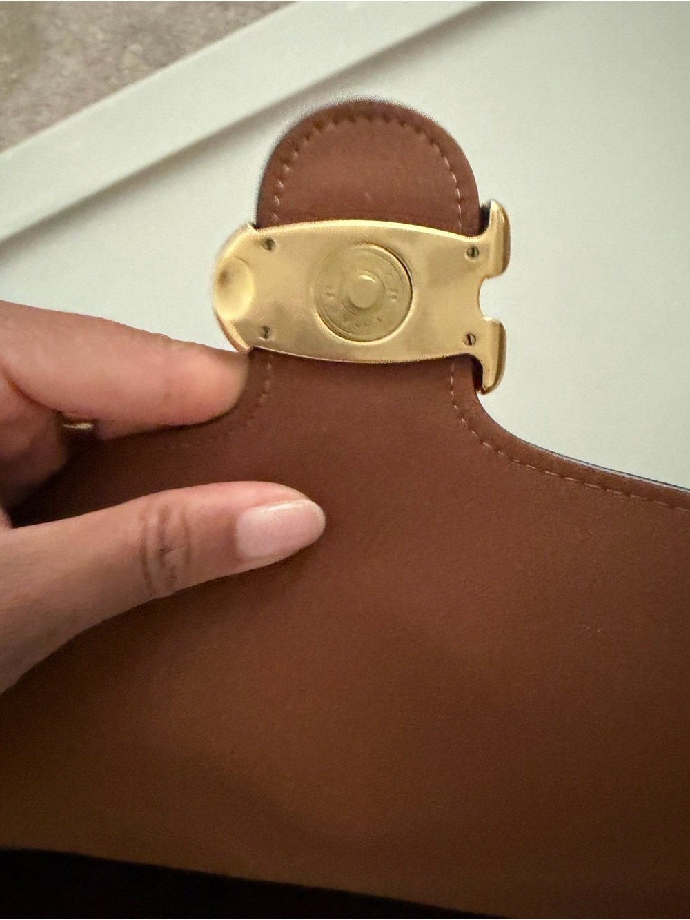 Coach Brown Suede Shoulder Bag with Gold Chain Hardware - Picture 5 of 11